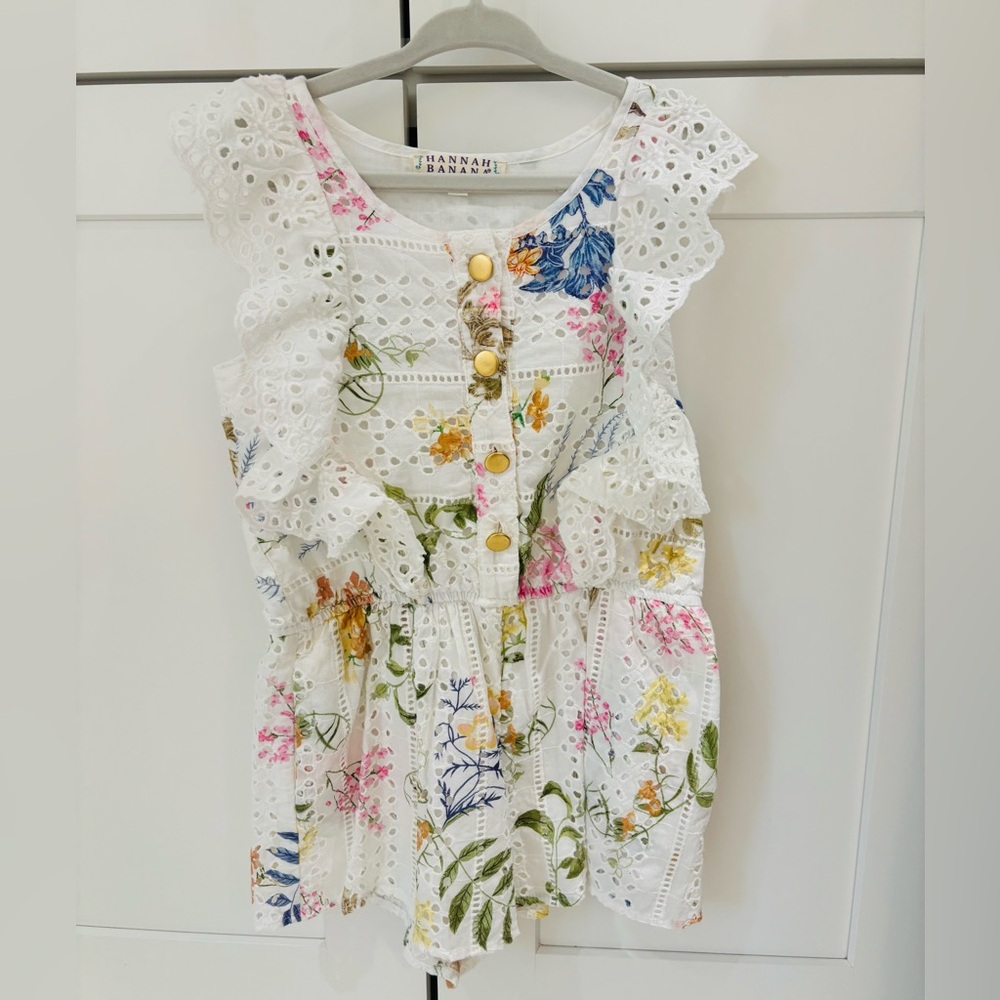 Floral Eyelet Girls Romper